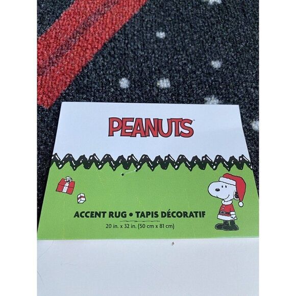 Peanuts Snoopy Christmas Holiday Joy Accent Rug Doormat Snowflakes Holiday NEW - Picture 3 of 9